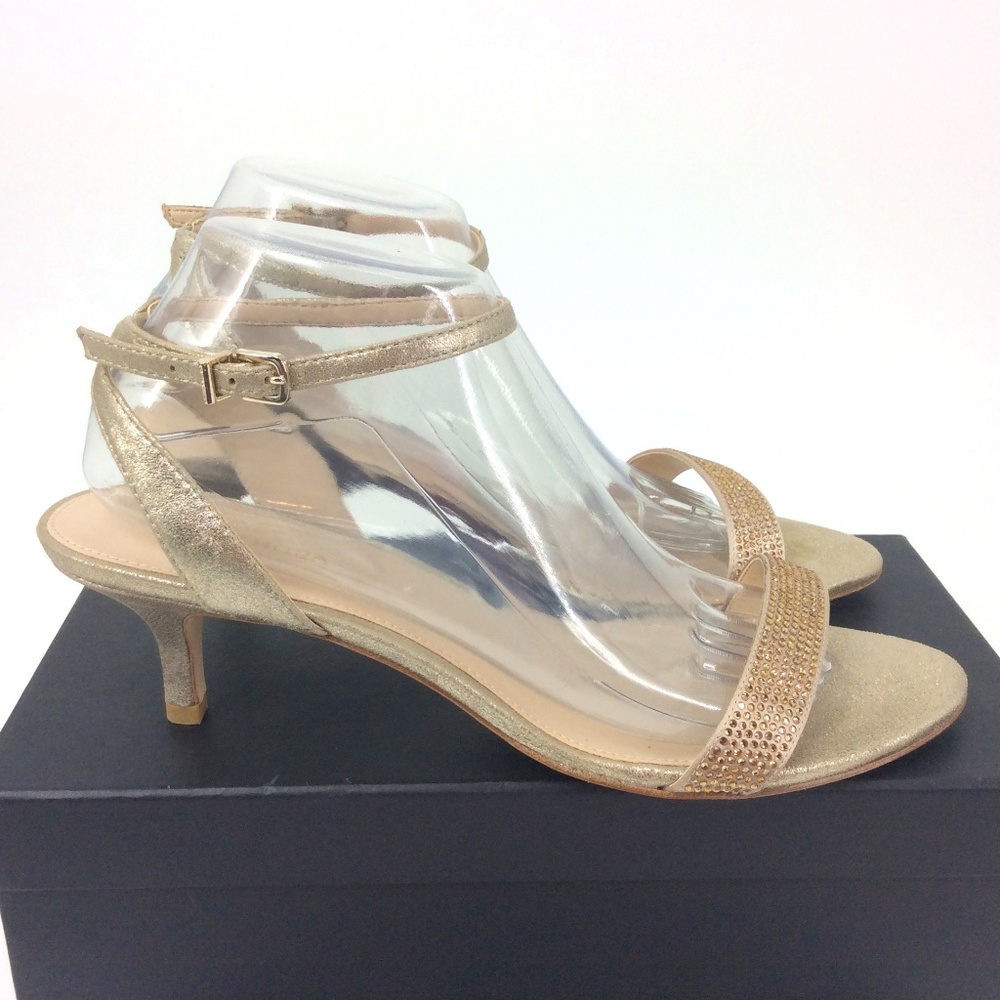 Pelle Moda Gold Crystal Heels with Ankle Strap